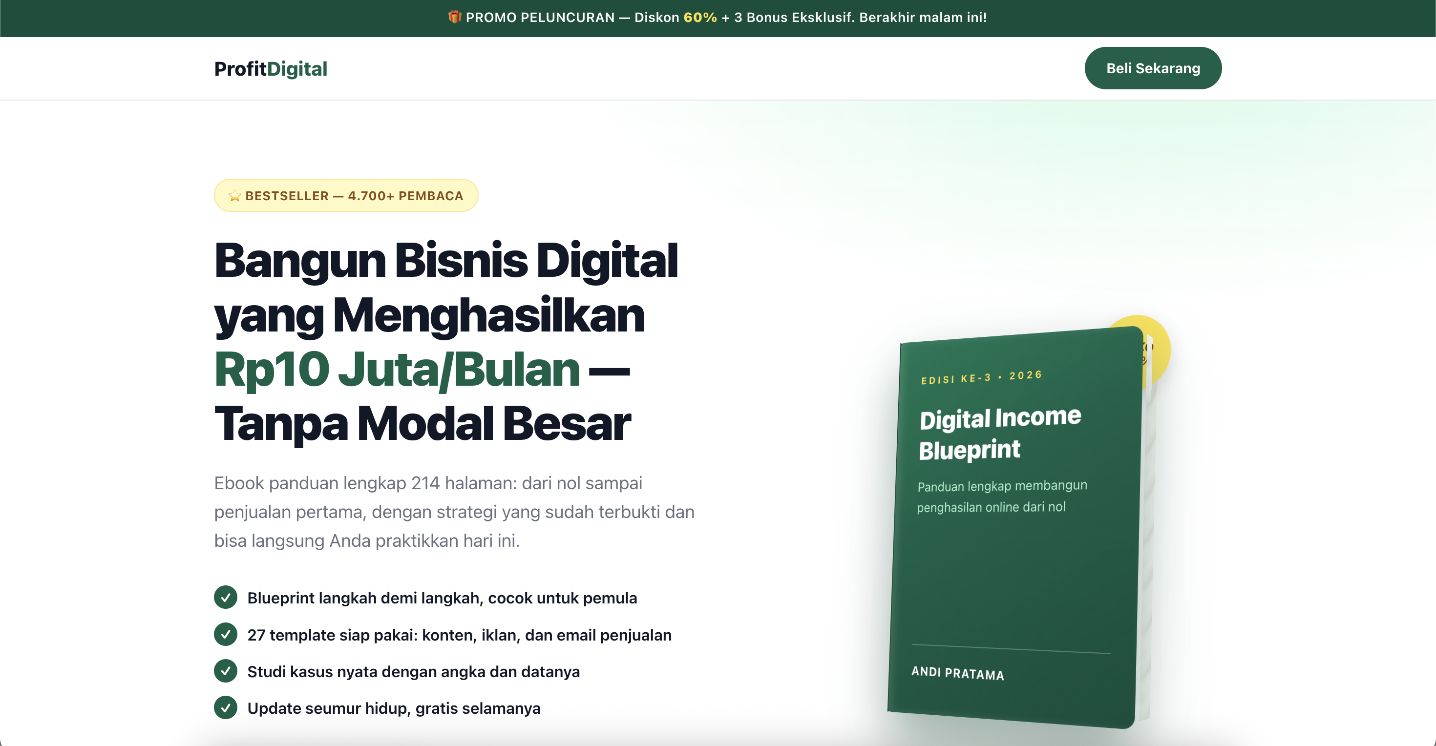 Landing page ebook product
